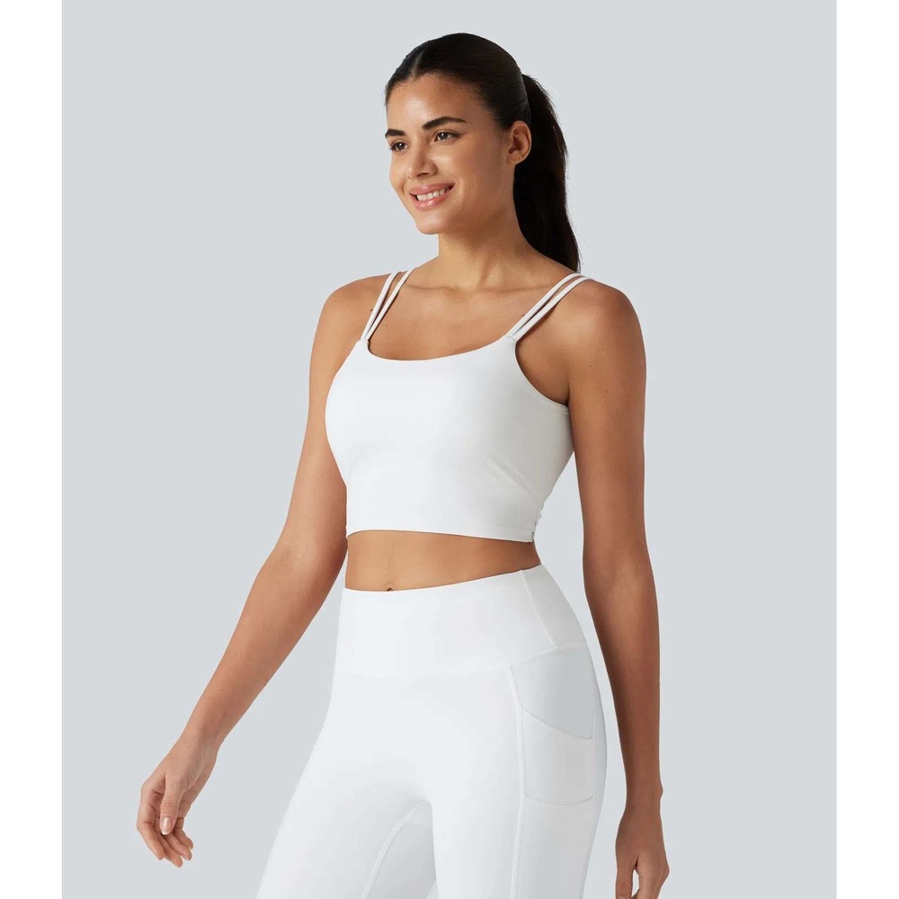 Halara UltraSculpt Double Straps Twisted Backless Cropped Yoga Tank Top